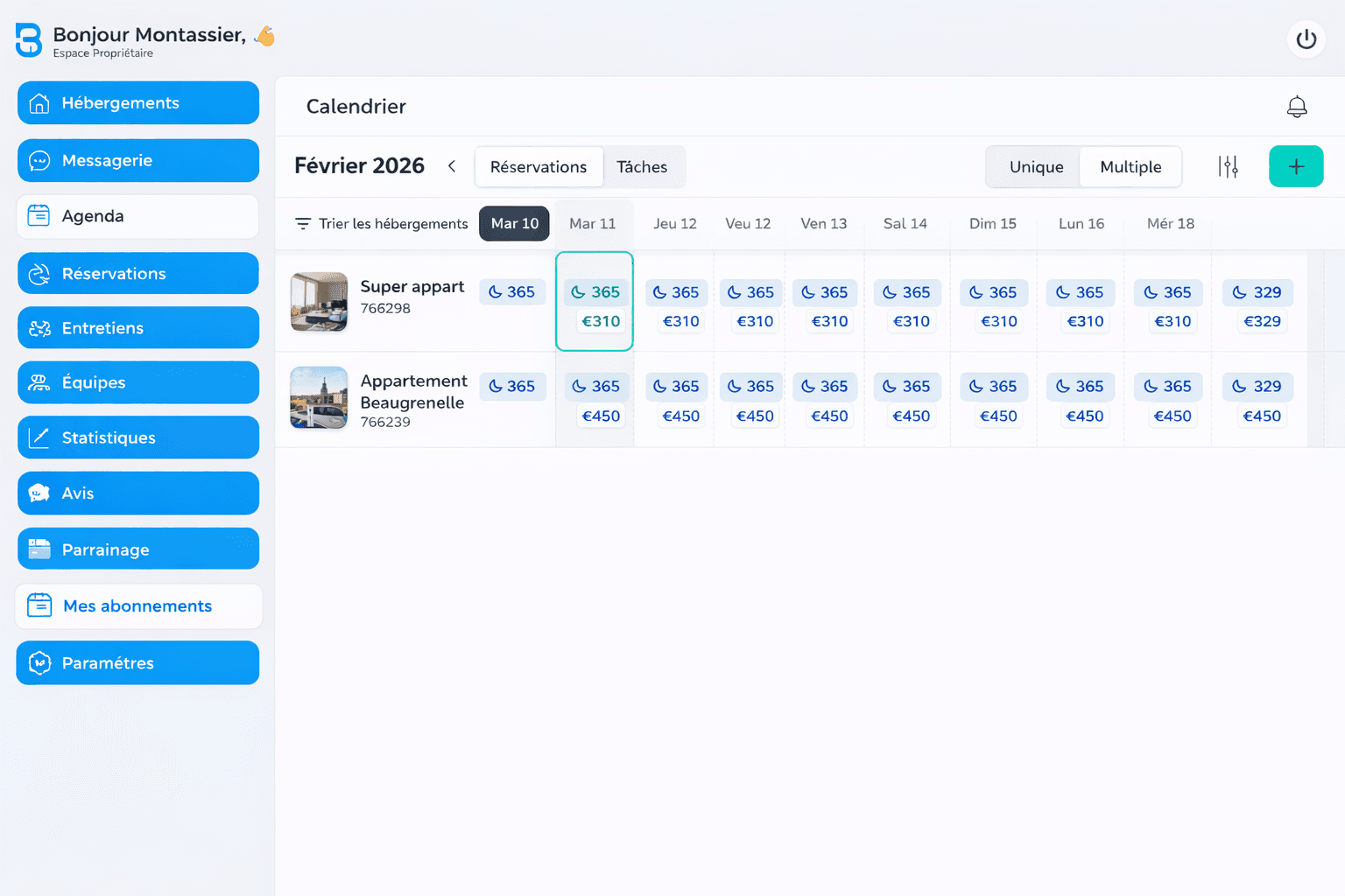 Évitez les doubles réservations avec notre channel manager - Calendrier